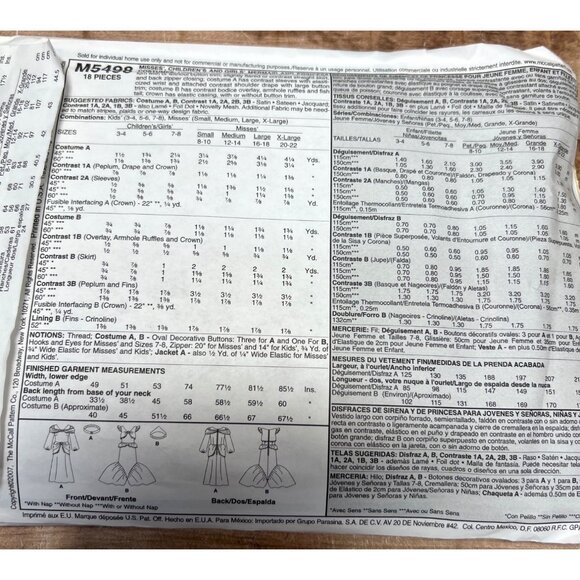 McCalls M5498 Mermaid Costume Sewing Pattern Misses/Child Lg/Xlg - Picture 2 of 2